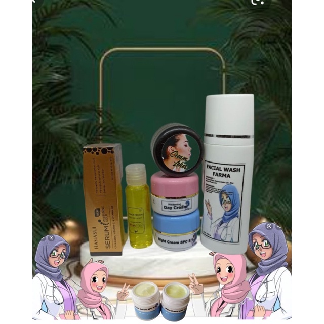 Cream whitening paket KOMPLIT {(siang malam sabun lemon kecil cream leher hanasui}