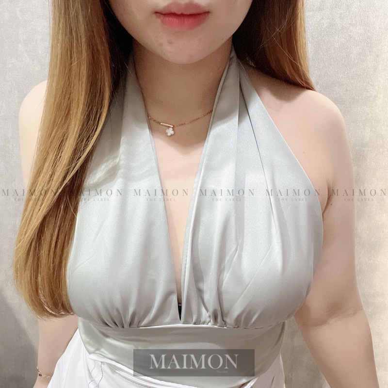 Silky Backless Top | Atasan Crop Sexy Korean Fashion | Maimon Grosir