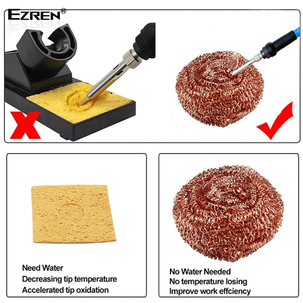 Ezren Spons Sabut Cuci Kawat Cleaning Ball Scourer Mata Solder Cooper