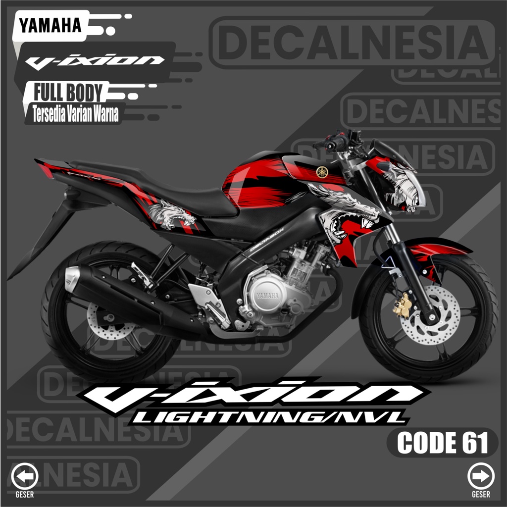 Decal Vixion NVL Lightning New Full Body Stiker Wolf 2012 2013 2014 2015 Serigala Motor Yamaha Stick