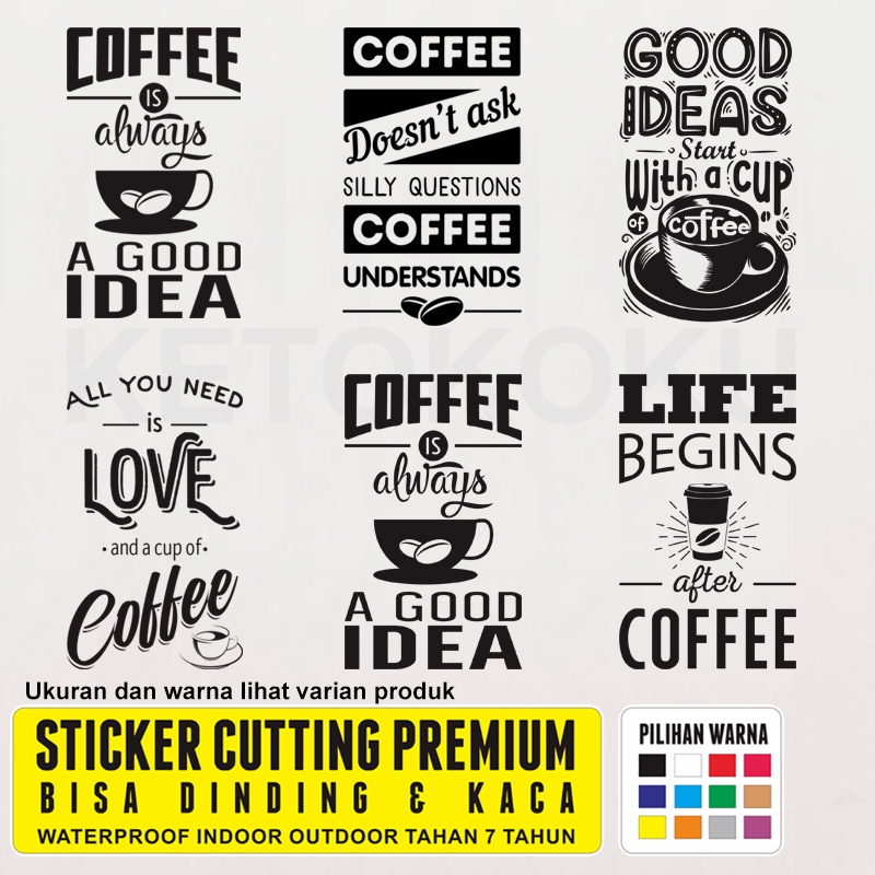 Jual Stiker Dinding Kaca Cafe Quotes Kopi Coffee Shop Sticker Cutting