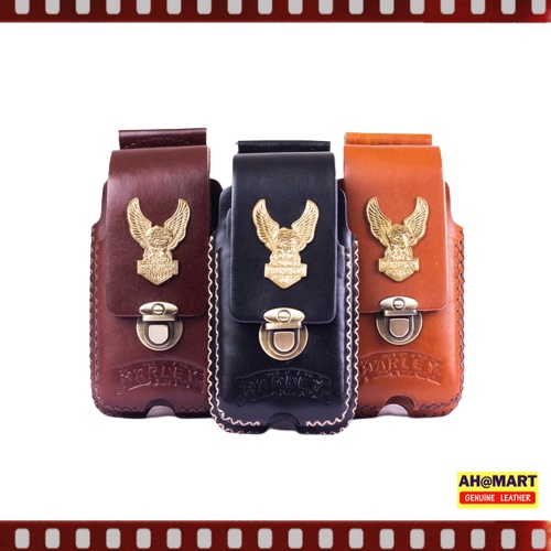 Dompet Tas HP Pria Cowok Kulit Asli - Sarung HP Pinggang Kulit Asli Branded Pria Cowok 2 HP