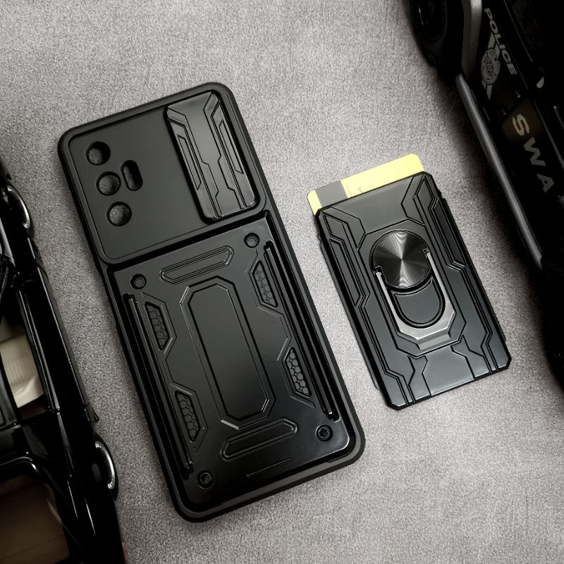 Tecno Pova 3 - CardX Flip Lens Card Ring Rugged Armor Case Shockproof