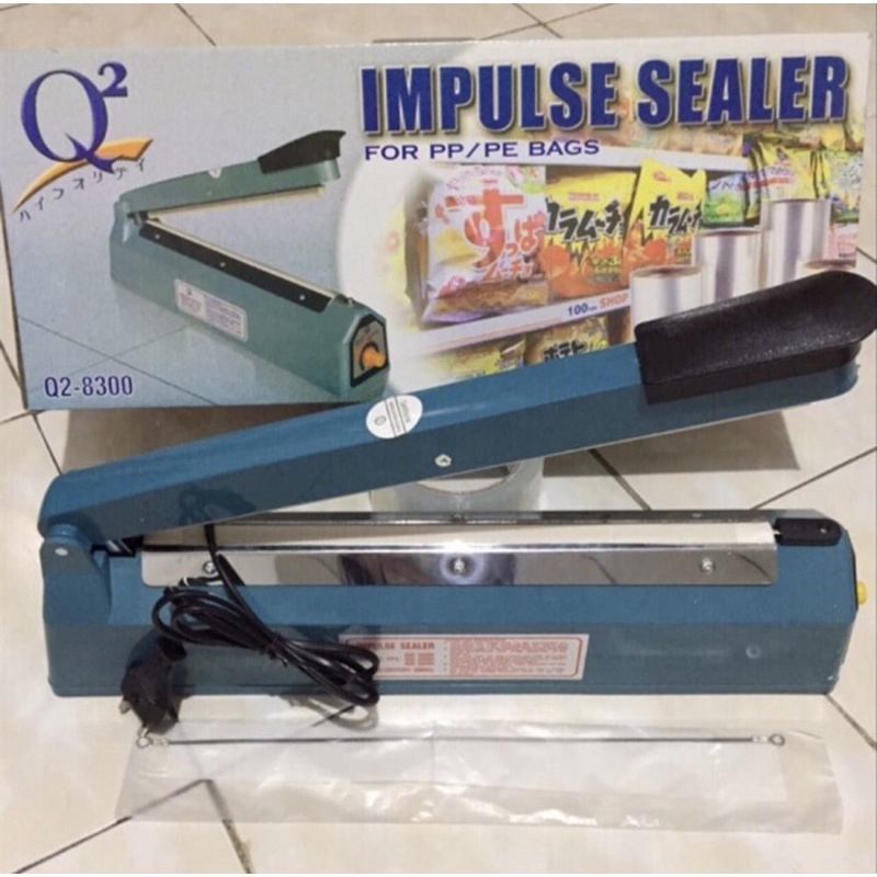 Q2 alat press plastik impulse sealer 20cm biru