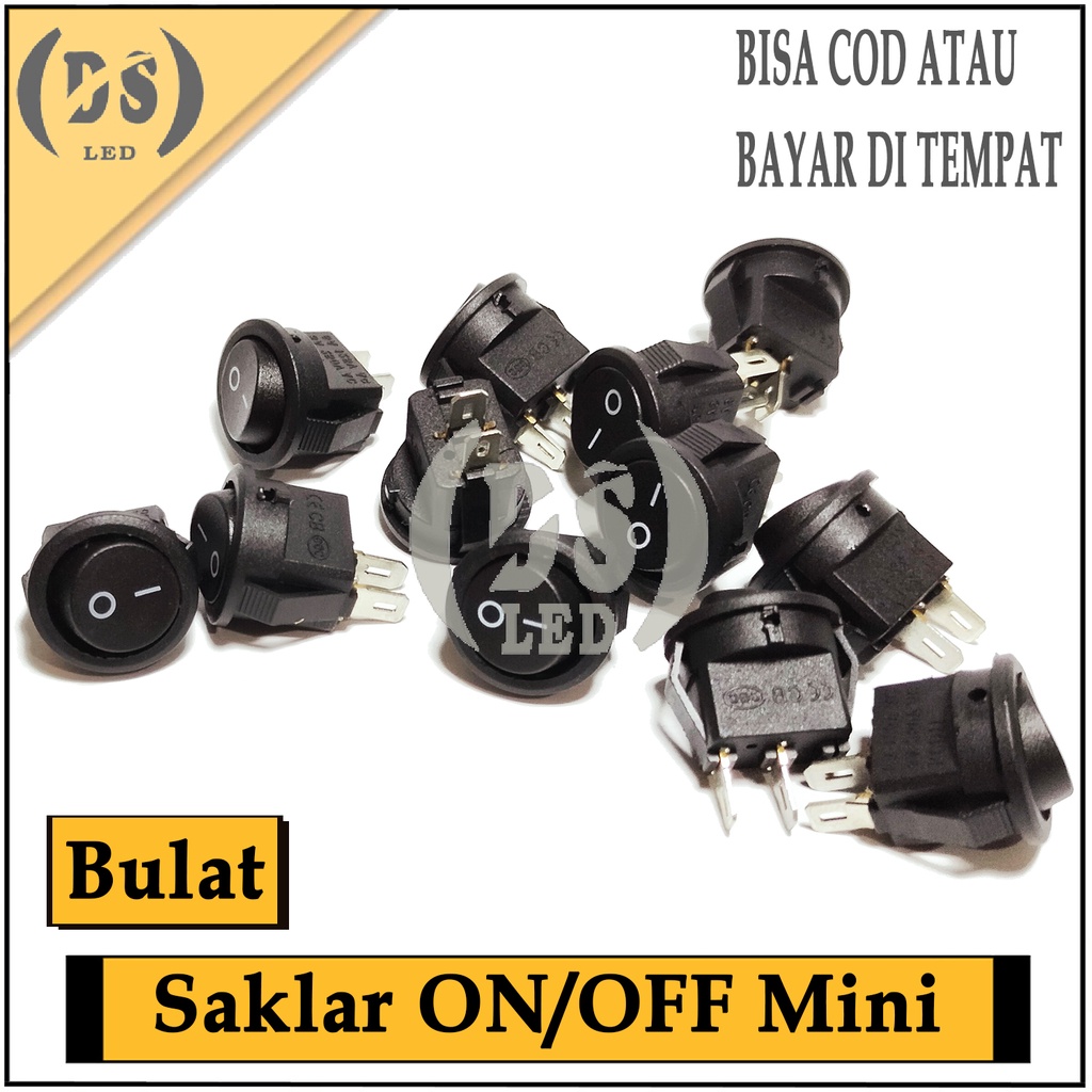 Saklar Switch ON OFF Bulat Kecil / Saklar Rocker Switch On Off Hitam Panel 2Pin 2 Kaki