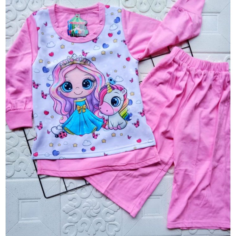 SETELAN KULOT ANAK OVERSIZE SLEBEW 3-8 TAHUN LENGAN PANJANG PRINCESS UNICORN BY TAROKO / SETELAN ANAK CEWEK OVERSIZE SLEBEW