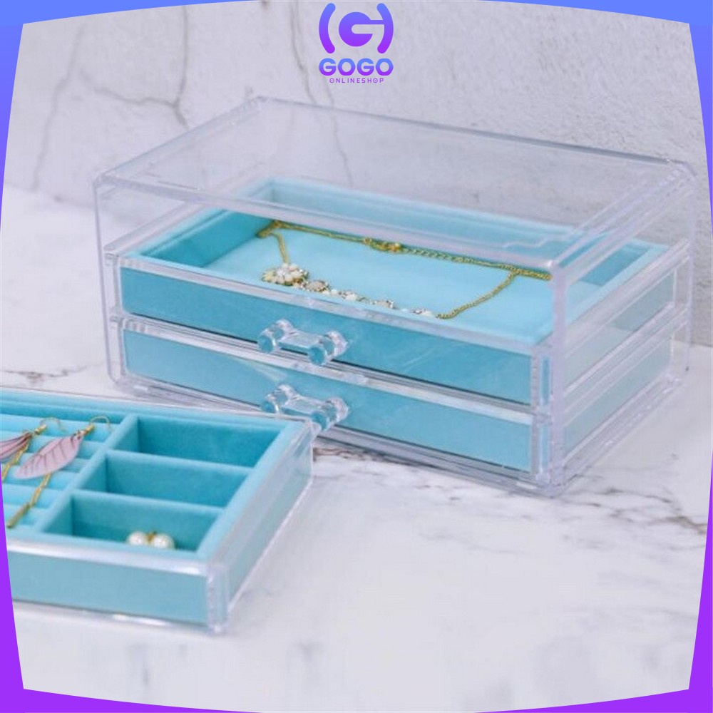 GOGO-K21 Rak Perhiasan 3 Laci Jewelry Box Organizer Rak Penyimpanan Kalung / Cincin / Gelang