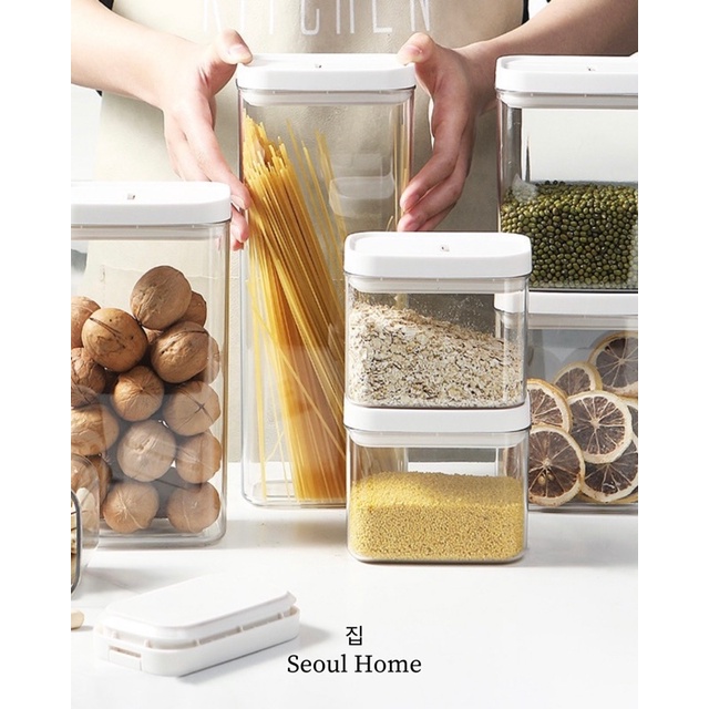 Toples kedap udara food container putih kontainer kulkas