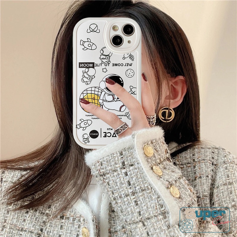 Case Untuk Realme C53 C55 C31 C25Y C35 C21Y C17 C15 C2 C12 C11 C20A C20 C30 C25s C21 C3 Gt5 6i 5i 9i 7i 6 6s 8 10 Pro+8i 5s 58 Kartun Lucu Astronot Trendy Merk NASA Soft Cover