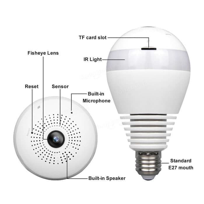 IP Camera CCTV Bulb WiFi Panoramic - Kamera CCTV Bulb Lampu Bohlam - YS Shop