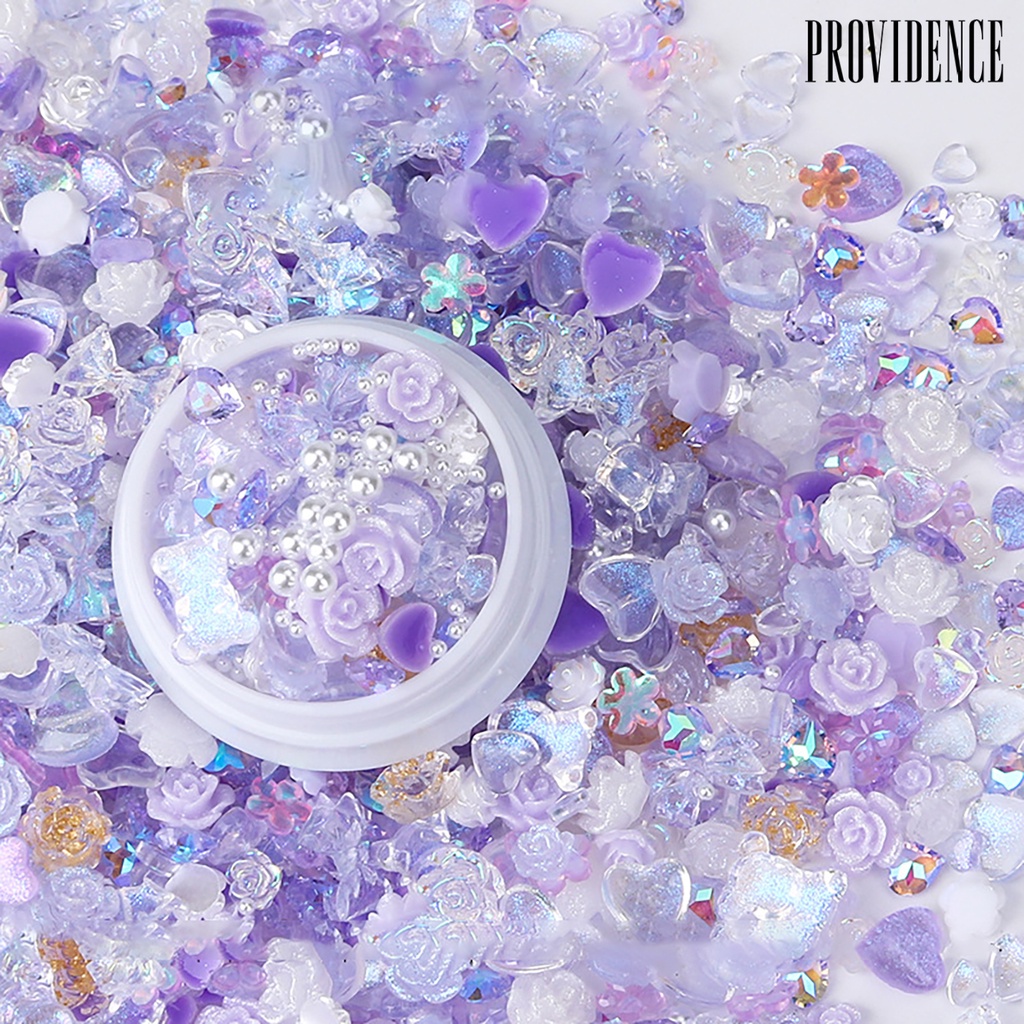 Providence 1 Kotak Mutiara Imitasi Bentuk Pita / Hati / Bunga Mawar / Beruang Bahan Resin Untuk Dekorasi Nail Art