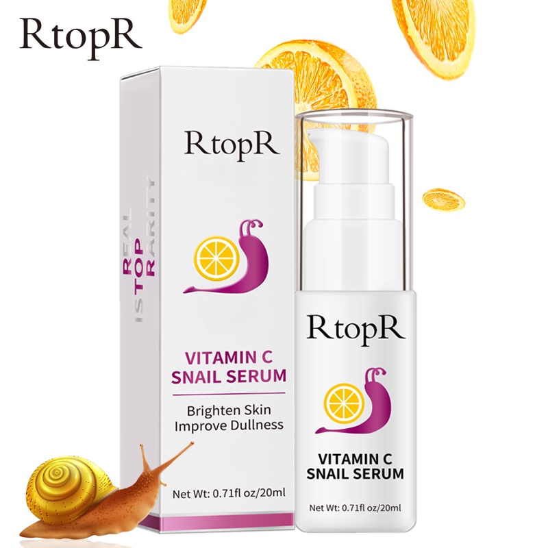 [BPOM]RtopR  Serum Pemutih Vitamin C  Esensi VC Asam Hyaluronic  Pelembab  Hapus Bintik Bintik Memudarkan Bintik Hitam  Siput  Perawatan Kulit Anti-Penuaan 20ml