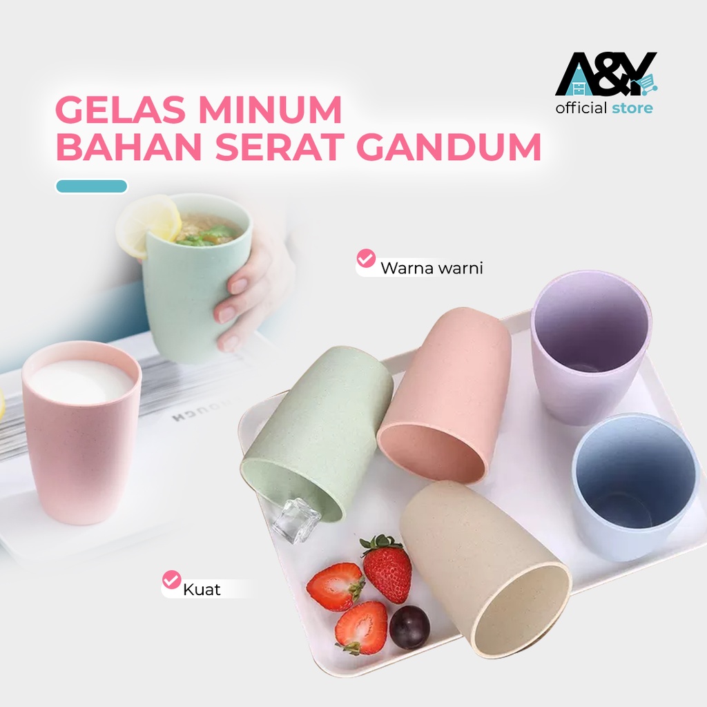 Jual Gelas Cangkir Minum Wheat Straw Original Gelas Kumur Mug Bahan