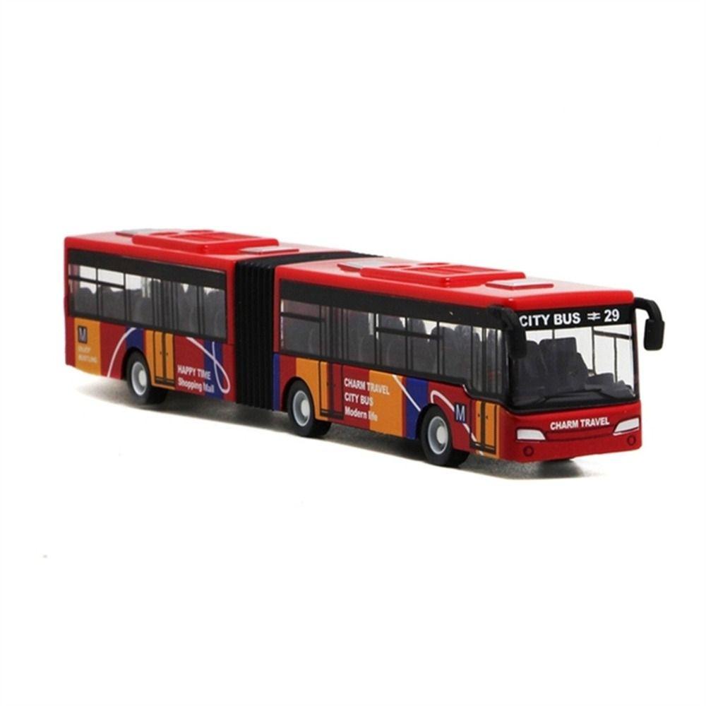 Quinton Diecast Bus Mainan Balita Anak Hadiah Untuk Kendaraan Mainan Anak Laki-Laki Model Bis Mobil Mainan Edukasi Pull Back and Go Articulated Bus