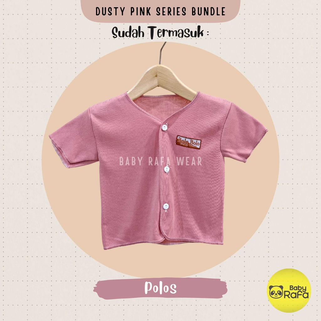 Serian Dusty - 3 pcs Baju Bayi Tangan Pendek Bayi Baru Lahir 0 sd 3 Bulan Pink Dusty Series merk SNI Bolo - Bolo