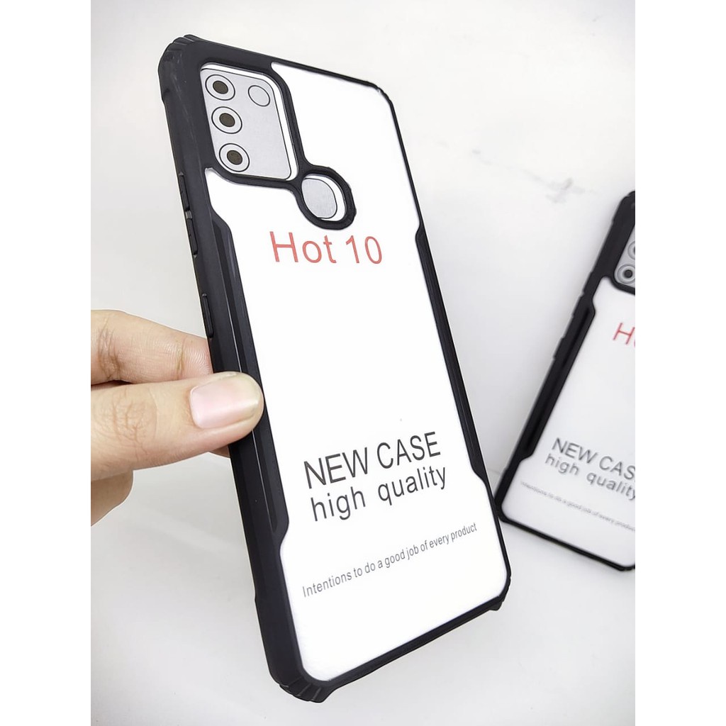 Case Infinix Hot 10 / Note 12 G96 / Hot 12 Pro 4G / Hot 20 5G / Note 12 Pro 2023 Anti Shocking Hardcase List Hitam Acrylic Case