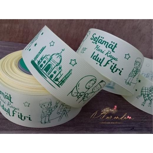 

GALB-212 : Pita Lebaran / Pita Idul Fitri Grosgrain 3,8cm (per rol) - kuning muda