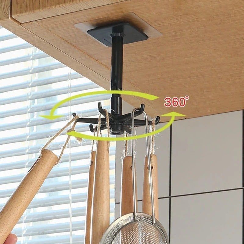 MH80GANTUNGAN HOOK PUTAR 6 KAIT 360 DERAJAT SERBAGUNA KITCHEN HOLDER ORGANIZER WALL RACK/GANTUNGAN TEMPEL DINDING MULTIFUNGSI/GANTUNGAN SERBAGUNA