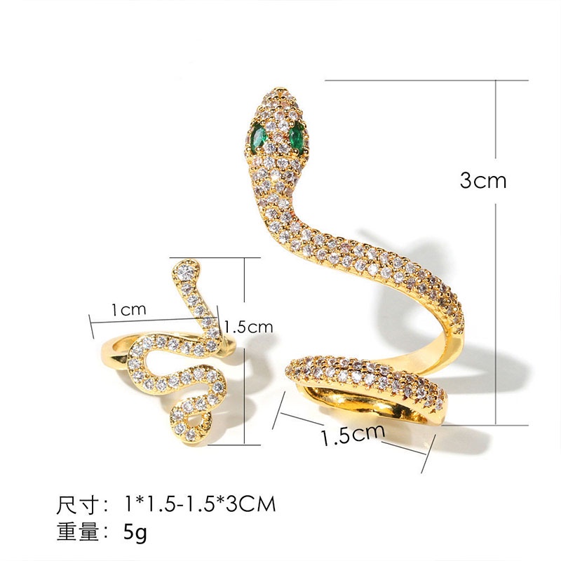 Anting Desain Ular Bahan Zirkon Warna Emas Untuk Wanita