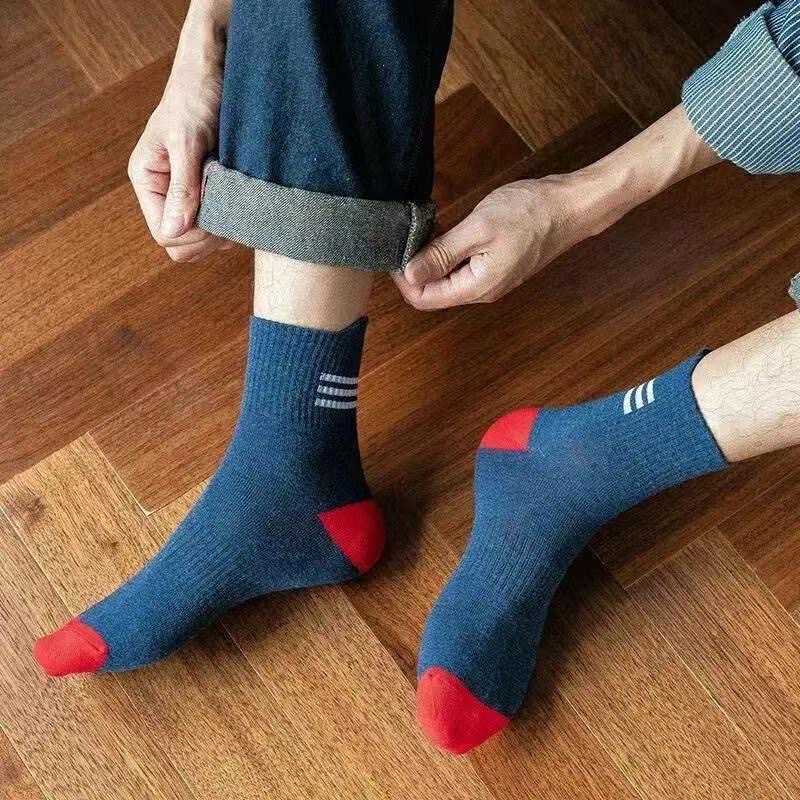 BOSJKT1488 Kaos Kaki Panjang Betis Mid Socks Garis High Quality Striped Solid Color Socks