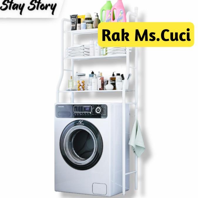 Rak Mesin Cuci Dan Toilet Organizer Kamar Mandi Laundry 3 Susun