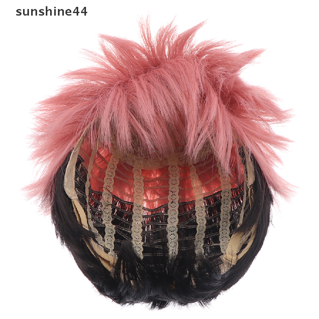 Sunshine Aniem Jujutsu KaisenYuji Itadori Wig / Rambut Palsu Sintetis Model Kepang Warna Pink Smoky Untuk Cosplay