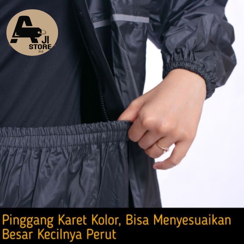 JAS HUJAN Setelan Pria Wanita Baju Celana Anti Rembes By Akula Bahan PVC 0,25