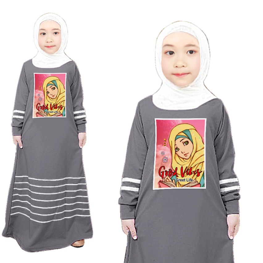 RILLO - Gamis Dress Anak Good Vibes Usia 3-12 tahun