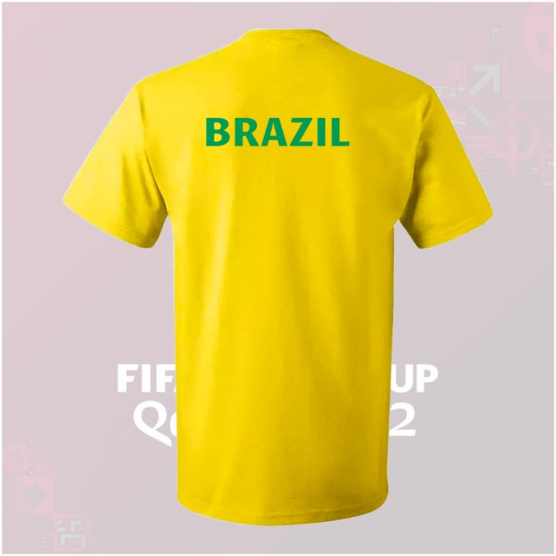 Baju Kaos Piala Dunia World Cup 2022 Team Brazil DEPAN BELAKANG