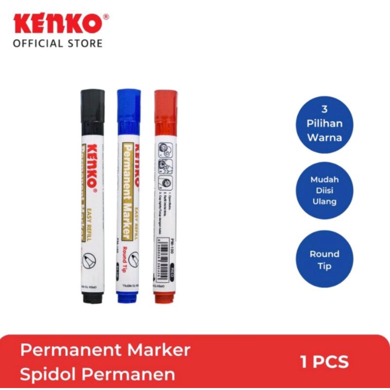 

(1 Biji) Spidol Permanent Kenko PM-100 / Permanent Marker Kenko PM100 / Kenko PM 100