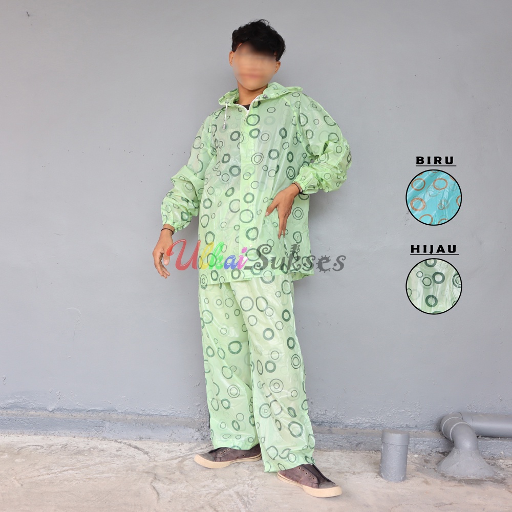 Jas Hujan IBEX Jaket Celana Motif Onde Balon Pop DOT IBEX Murah Laris