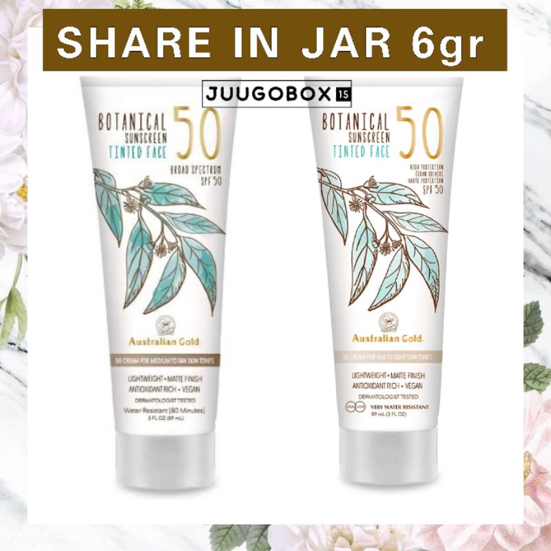 SHARE - AUSTRALIAN GOLD Botanical SPF 50 Face Sunscreen Lotion Medium to Tan Fair to Light UV