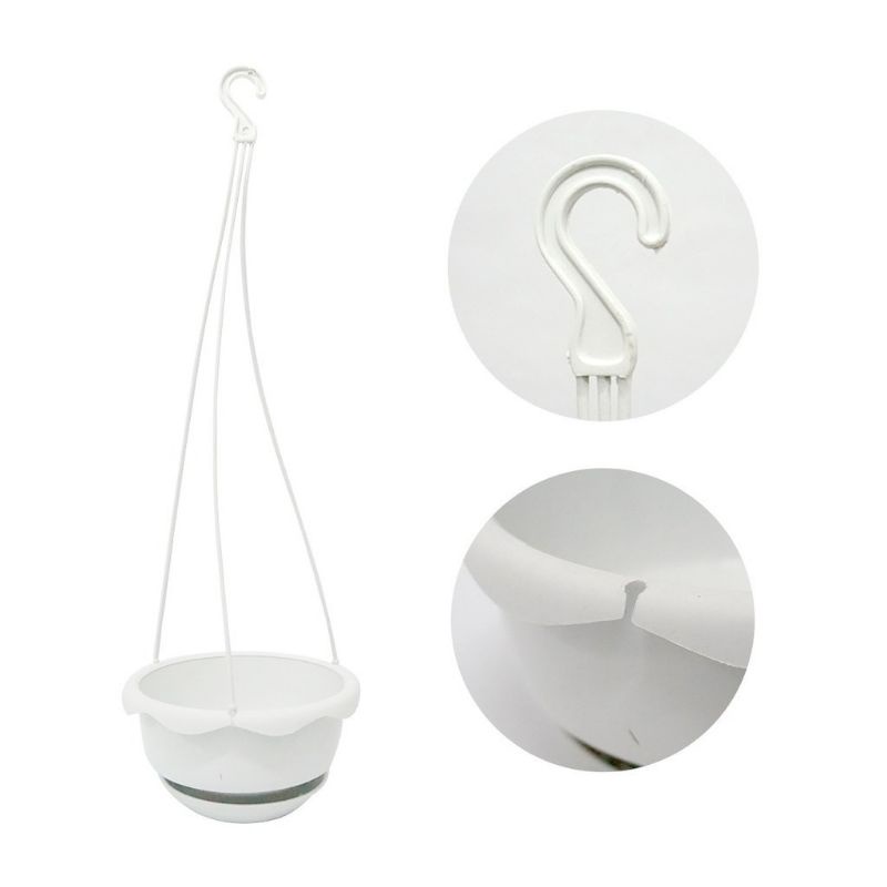 Pot Vas Bunga Plastik Tali Gantung Putih untuk Hiasan Pajangan Dekorasi Taman Rumah Cafe Hotel dll.