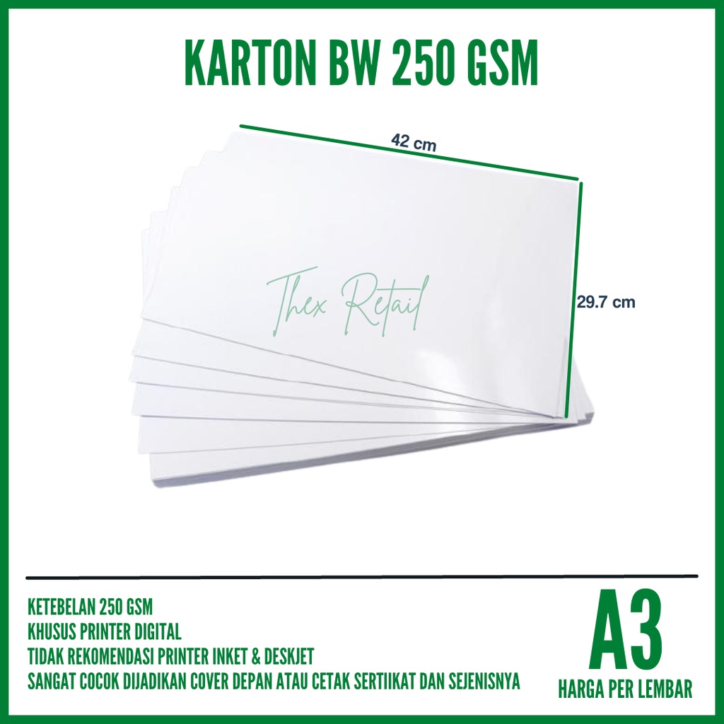 

Kertas BW A3 250gsm isi 1 lembar / Kertas BW