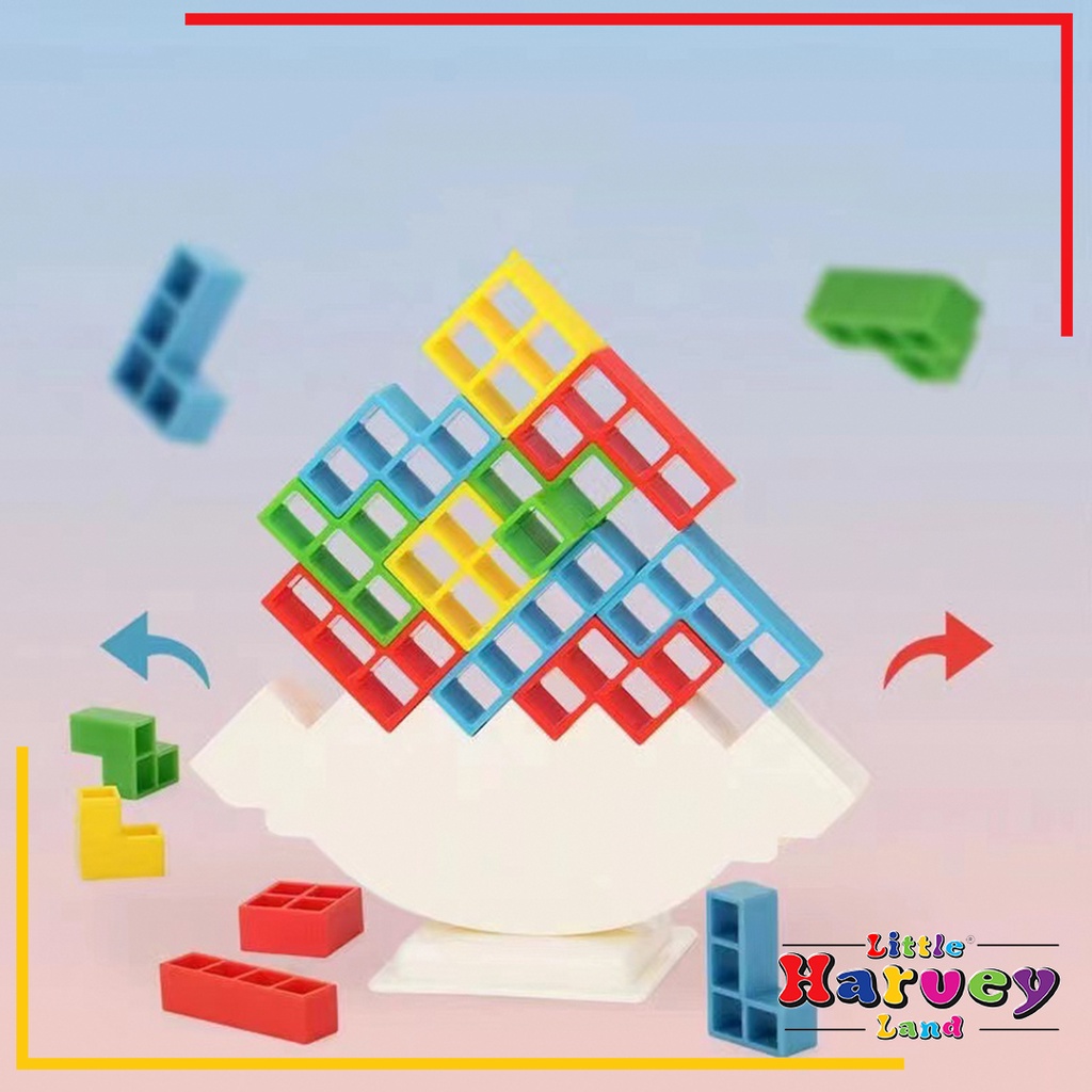 TETRA TOWER Mainan Edukasi Anak Perempuan Mainan Anak Laki Tetris Keseimbangan / Russian Tertis Balancing Brick Game Block