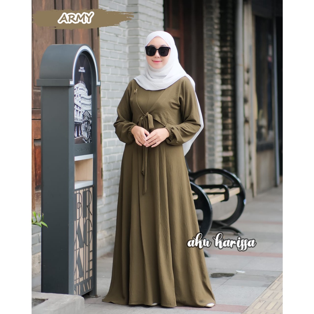 Dress  AKU KARISSA Khanisa/ Midi Haziqa / Gamis ARSYILA itycrepe dan cringkel terbaru polos model trendy