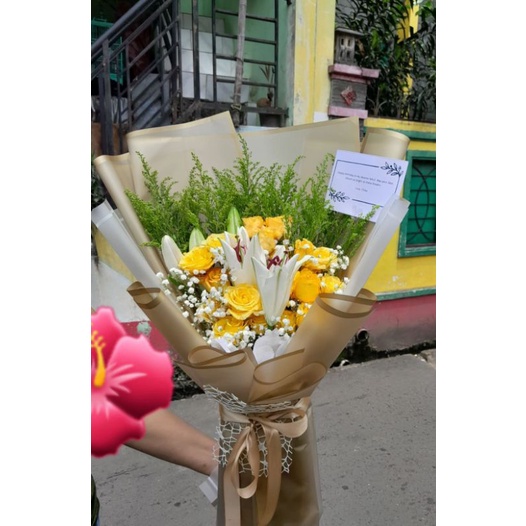 Buket Bunga Besar Kuning 20 Tangkai Bunga Asli