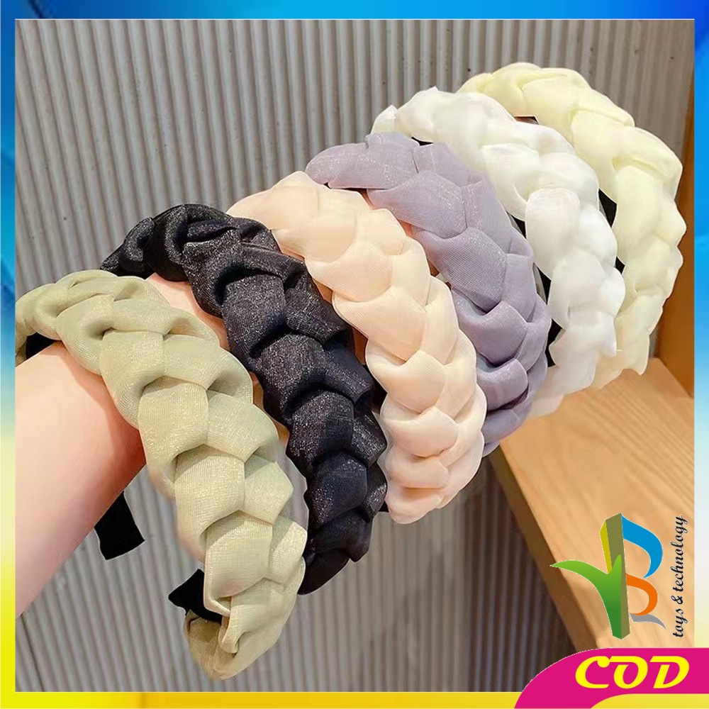 RB-C530 Bando Kepang Wanita Scrunchie / Bandana Nagita Organza / Headband Kepang Jalin Besar Ala Korea Aksesoris Rambut Wanita