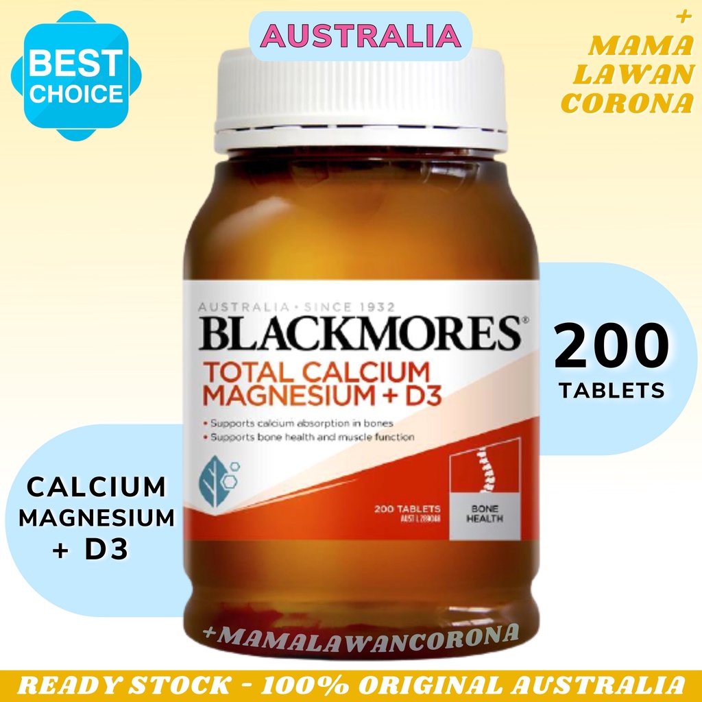 BLACKMORES Total Calcium Magnesium D3 200 Tablets AUSTRALIA Calsium Vitamin Vit D Kalsium Tablet /  D3 1000iu 200 Capsules 1000 iu Kapsul