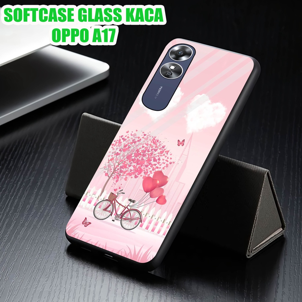 Softcase Glass Kaca OPPO A17 - Case Hp Pelindung Handphone OPPO A17 [ A65]