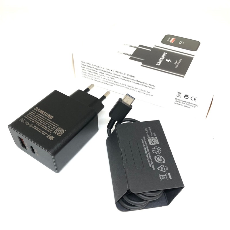 Tc samsung galaxy s22 new 2port usb a + usb C pd charger 35w kabel type c original super fast charging Promo By Sen