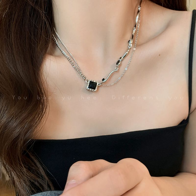 Suhao Zircon Jahitan Kalung Wanita In Angin Dingin Senior Gadis Panas Tulang Selangka Rantai Musim Panas Retro Desain Niche Trendi Keren Kalung
