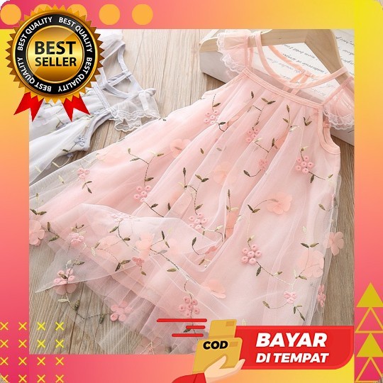 Marimura ♥️ Baju Fashion Anak Perempuan Cewek Balita Model Dress Kerut Lace Renda Import Model Dress