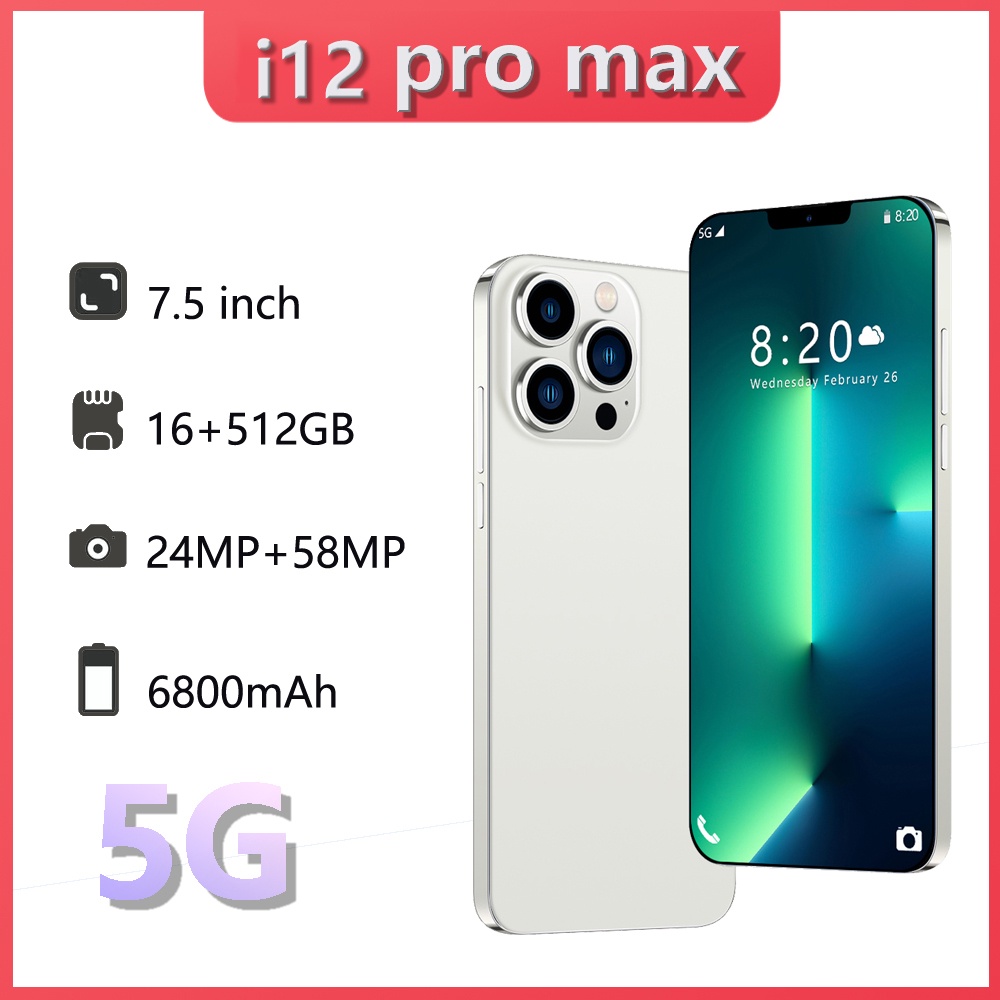 【hp murah+COD】original i12 pro max 7.5inci 16G + 512G handphone promo terbaru 2022 Smartphone 24+32M