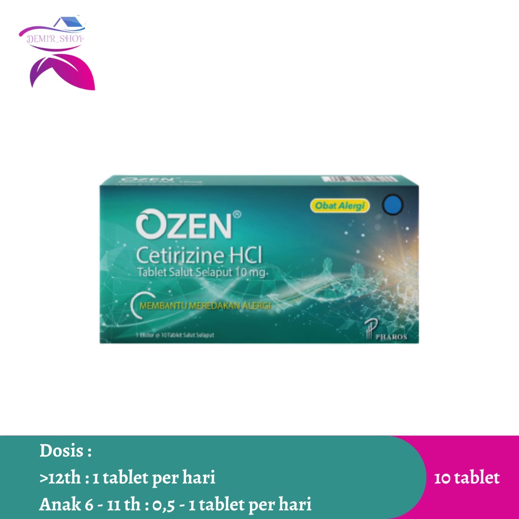 Ozen Cetirizine 10mg 1 Blister @10 Tablet / Membantu Meredakan Alergi / Obat Alergi Kulit / Obat Gatal