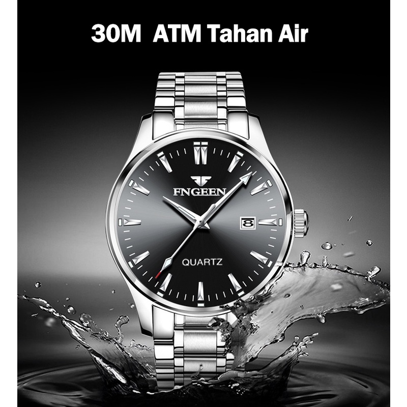 PROMO TERBARU FNGEEN 2111 Jam Tangan Pria Fashion Kasual Bisnis Stainless Steel Quartz Original Anti