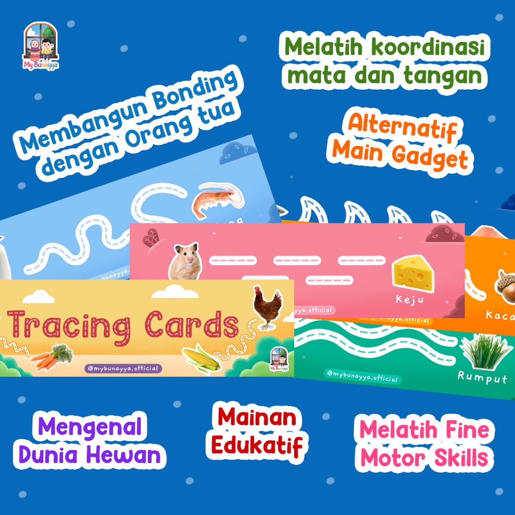 Tracing Cards - Mengenal Hewan - Mengenal Warna - Free Spidol