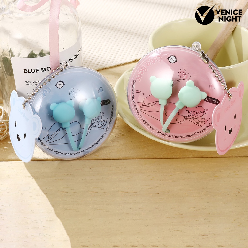 (VNEP) (Berkabel) MC-133 Kartun Lucu Earphone Heavy Bass In-ear Earbud dengan Mic untuk Ponsel