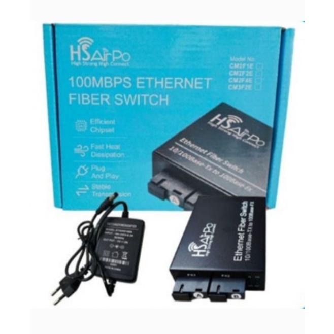 HSAirPo CM2F1E 2 Fo 1 Lan Media Converter Fiber Optik 2Fo 1Lan HS AirPo CM2F1E M1