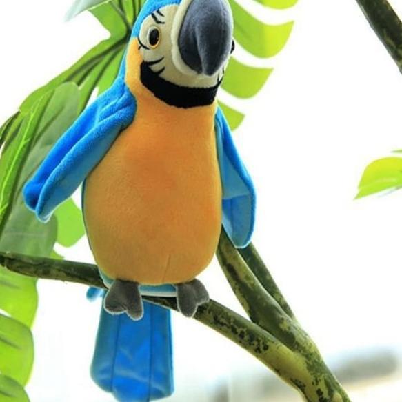 Boneka Burung Beo Peniru Suara/Burung Beo Bisa Bicara/ boneka Talking - Biru